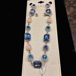 Nicole Miller Blue and White Gemstone Necklace and earrings